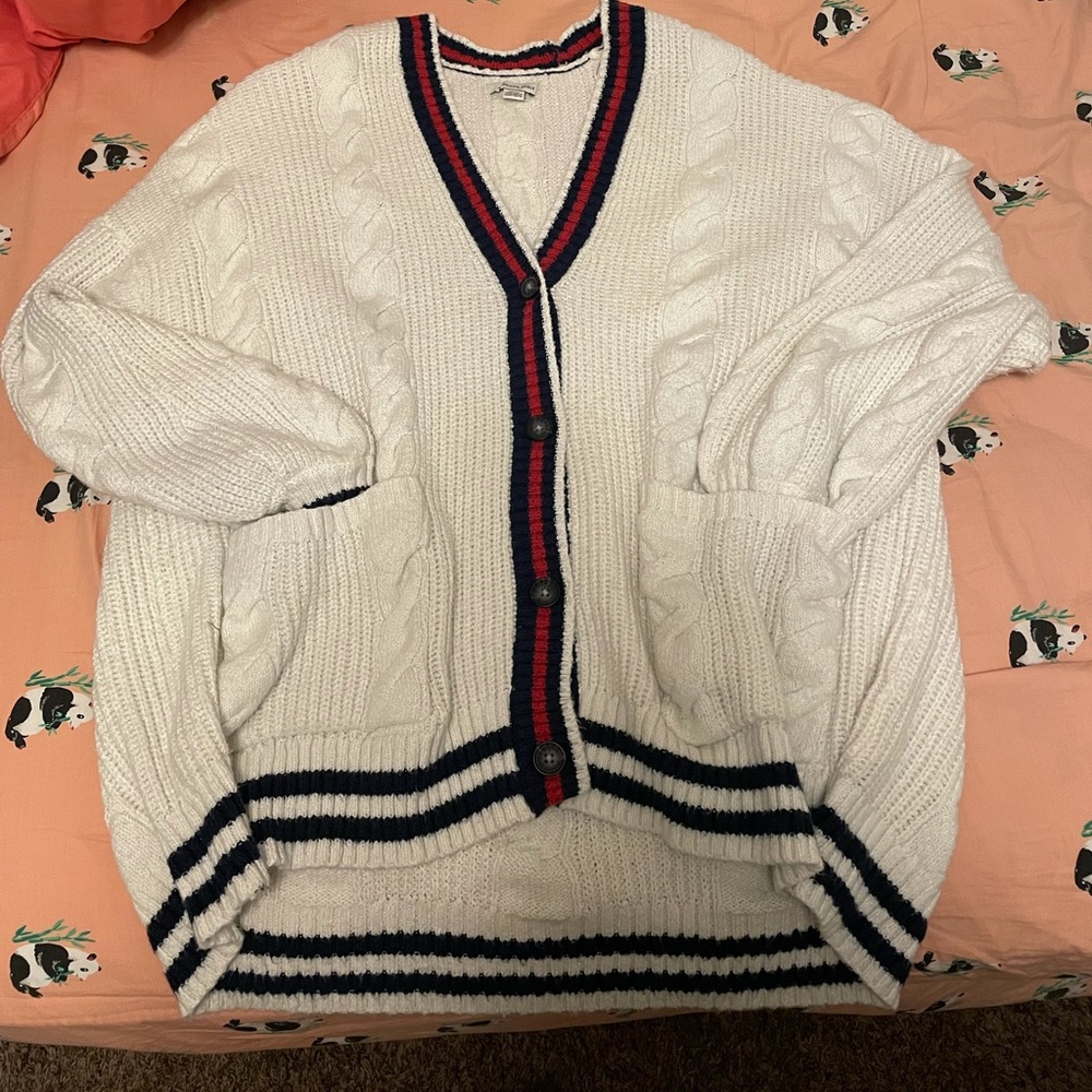 American Eagle Oversized Cable Knit Button-Up Cardigan